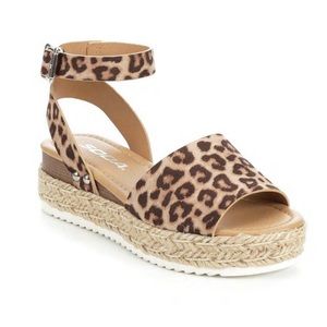 Soda Cheetah Espadrille Platform Sandals
